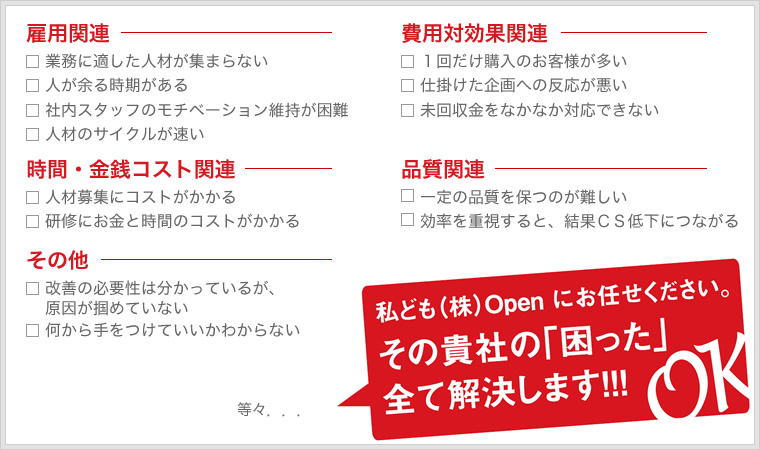 私ども株式会社Openにお任せ下さい。全て解決します。